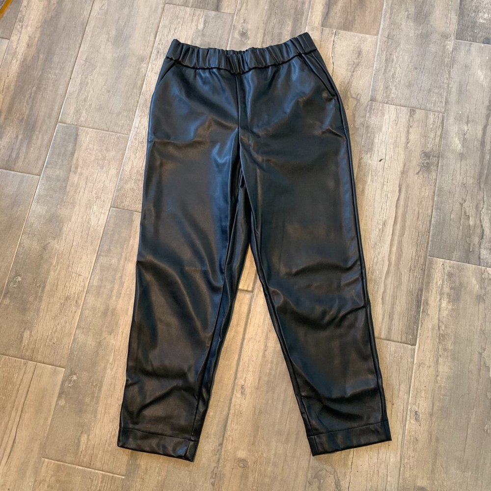 Faux Leather Joggers Black